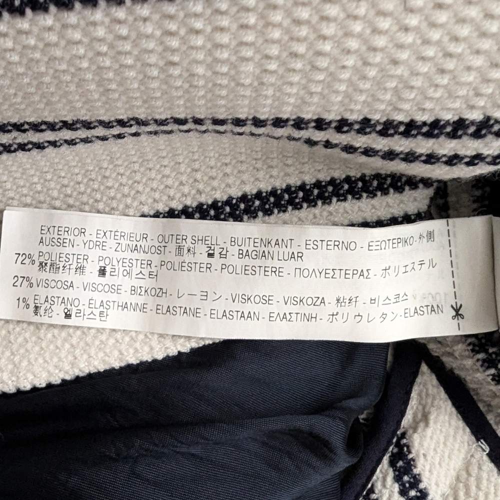 Zara Textured Knit Striped Blazer XS Ivory Navy Gold Button Nautical Preppy - Picture 8 of 12